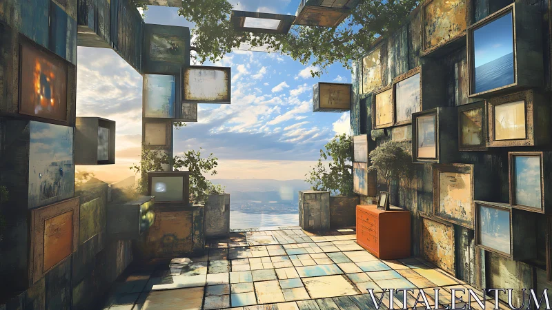 Skyroom of windows and memories opening into soft daylight.