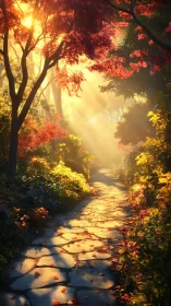 Sunlit autumn path quietly rehearses tomorrow’s golden glow