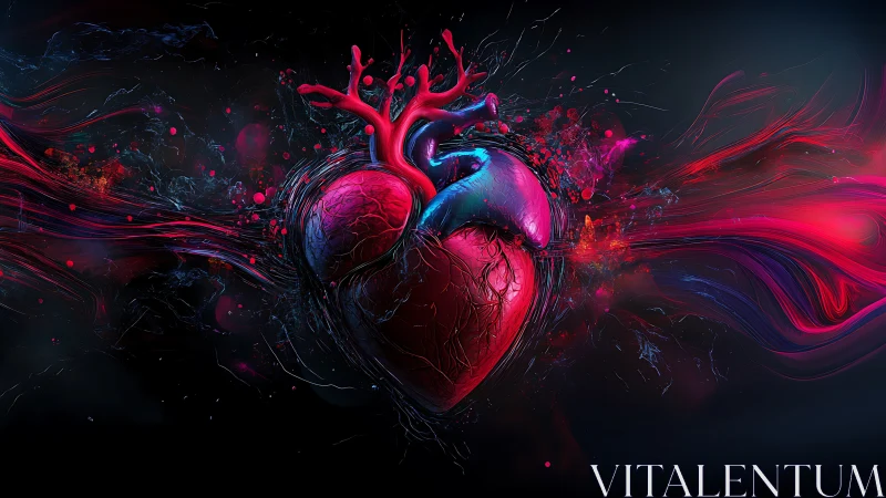 Neon Heart: Digital Art Explosion.