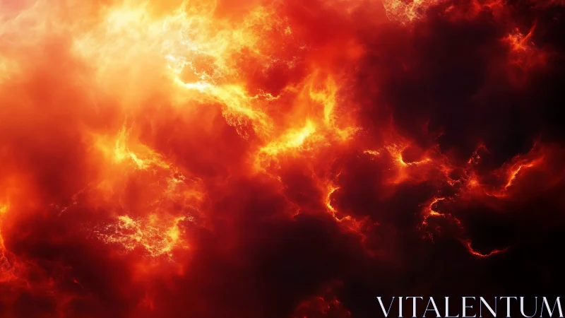 Turbulent fire and light phenomena with atmospheric discharge effects.