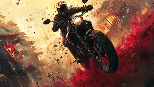 Motorcycle renegade carves a burning trail through chaos