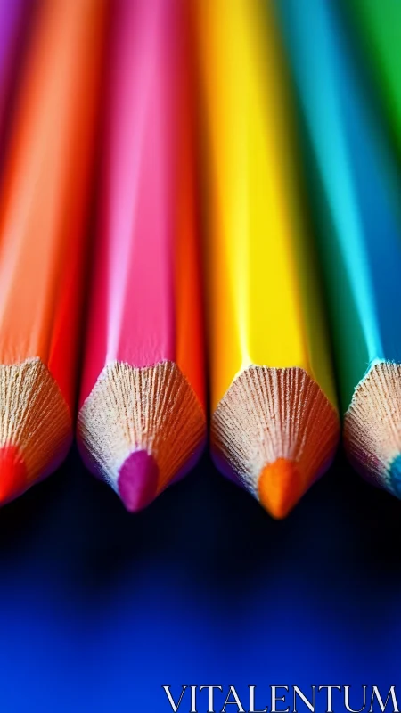 Macro study of aligned multicolor pencil tips with shallow focus