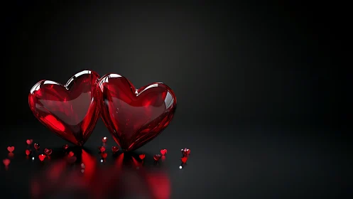 Crystalline Hearts Dancing in Ruby Splendor.