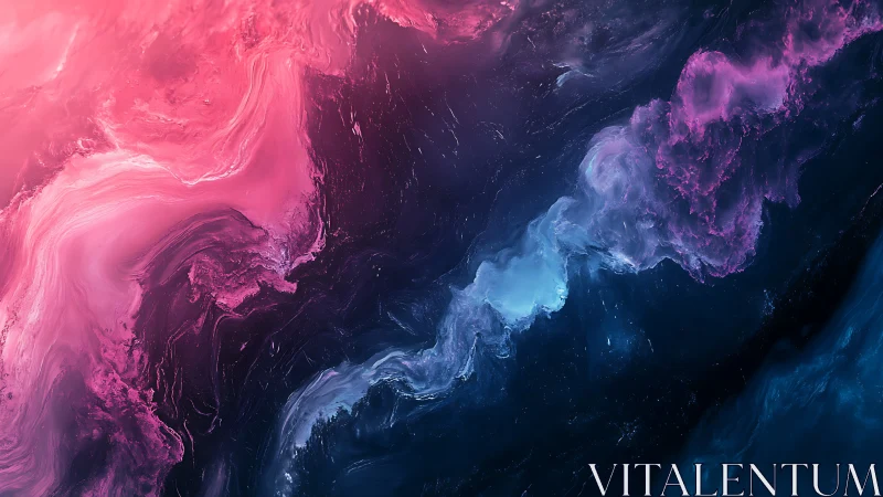 Cosmic river of pink and blue drifting through night.