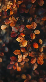 Autumn leaves display warm orange and red tones in soft focus