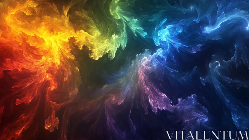 Abstract swirling spectrum of multicolored fractal light.