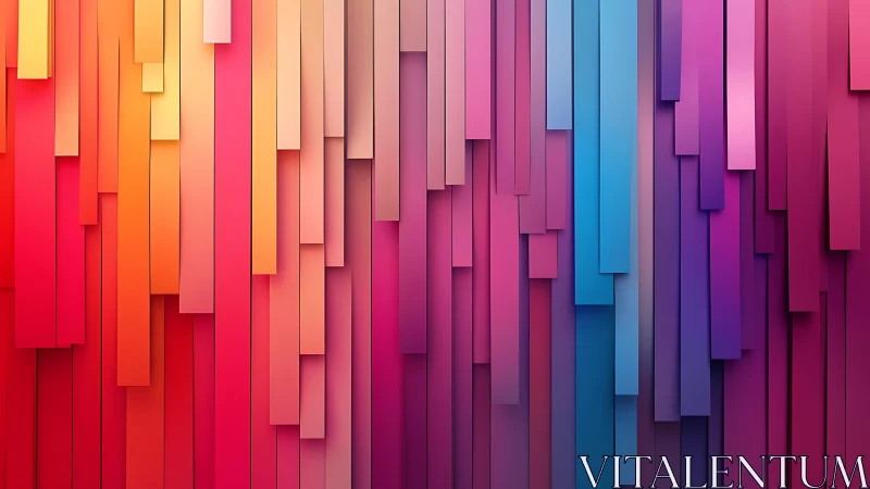 Chromatic city of cascading panels in sunrise gradients.