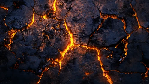 Molten Earth: Volcanic Lava Fracture Pattern.