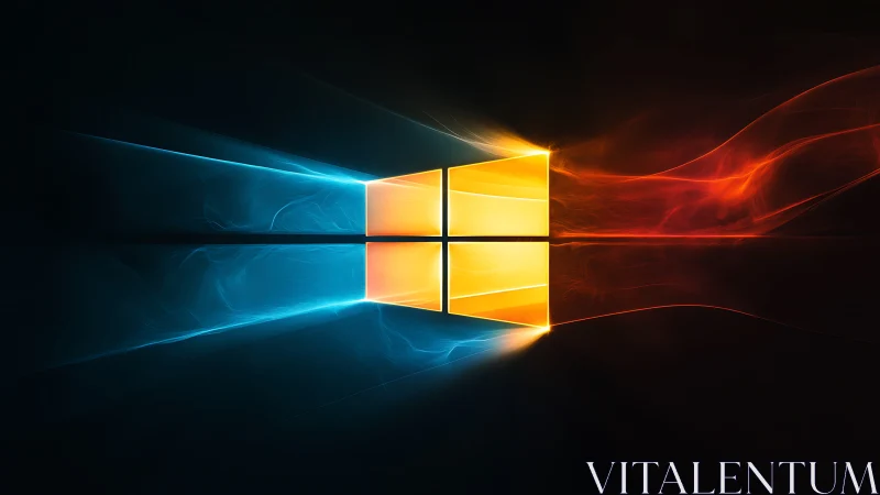 Bifurcated luminous window emblem with thermal color streams.