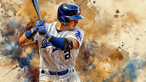 Bold baseball slugger framed by splashed color energy.