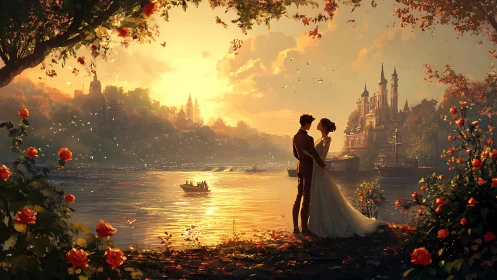 A Couple's Magical Moment Under Autumn Castles