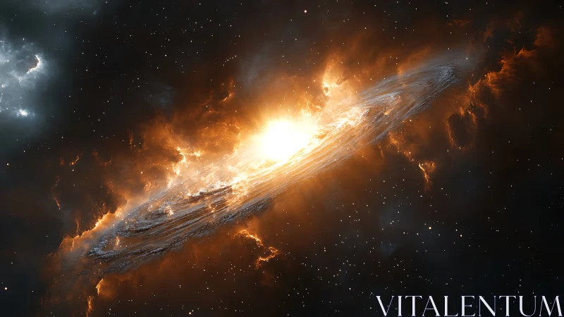 Stellar accretion disk with bright central light source.