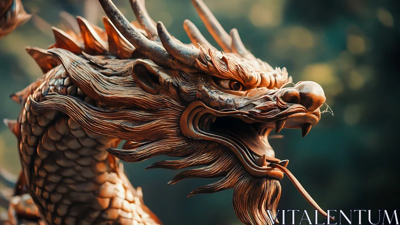 Bronze dragon sculpture with intricate carved detail.