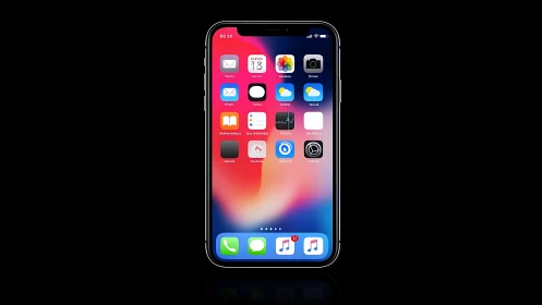 iPhone with Multicolored Gradient Home Screen Interface