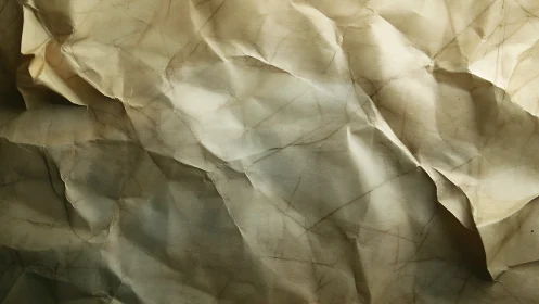 Macro study of crumpled parchment surface with diffuse lighting