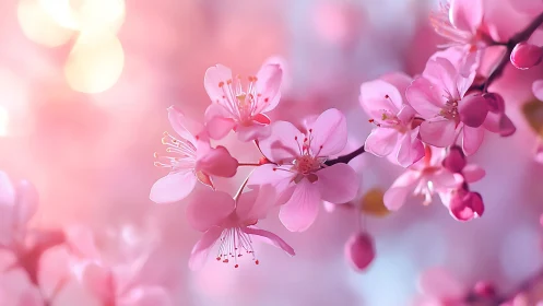 Delicate Pink Blossoms Dancing in Soft Morning Light.