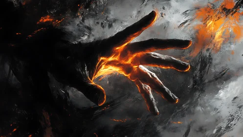 Volcanic hand study with molten luminosity and gestural motion.