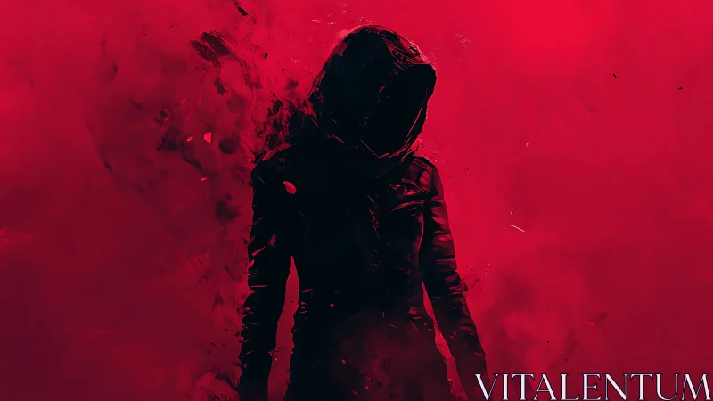 Hooded voidwalker rising inside a storm of crimson smoke.