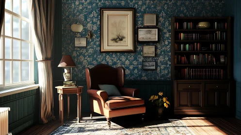 Sunlit reading nook welcomes quiet moments with charm