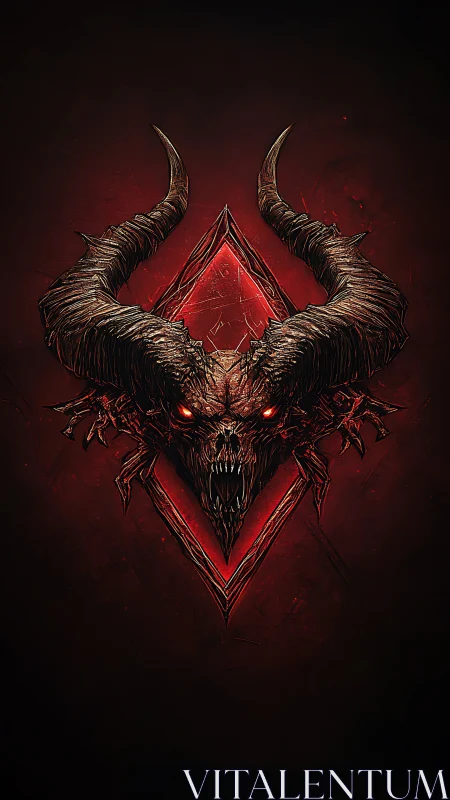 Horncrown sigil of the abyss, blazing in infernal red.