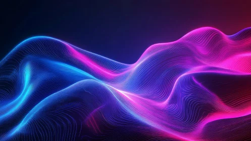 Cyberpunk gradient wavefields with luminous vector contours.