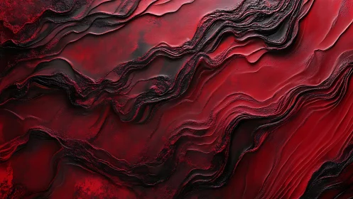Abstract red and black layered texture in modern fluid art style.