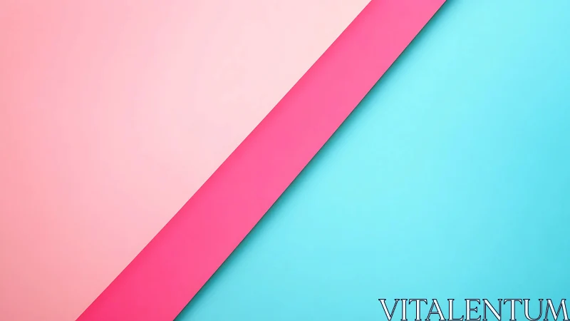 Playful pastel color blocks with bright pink diagonal stripe.