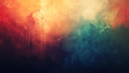 Vibrant Abstract Digital Painting with Warm and Cool Color Blends.