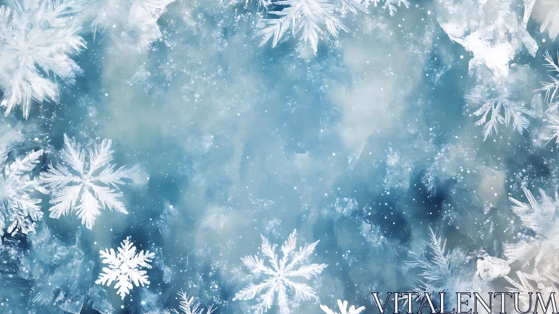 Gentle snowflakes drifting in a dreamy winter sky.