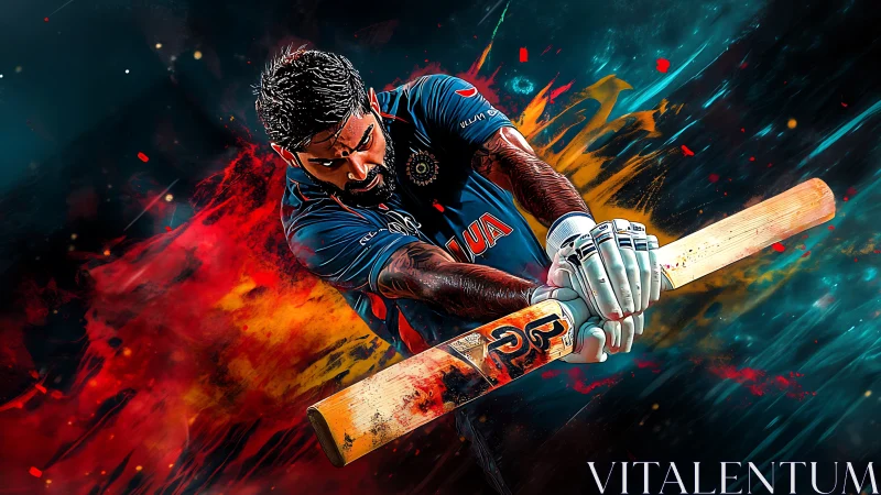 Blazing cricket swing carved through galaxies of color.