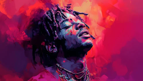 Neon-lit portrait captures emotional release in vivid color.