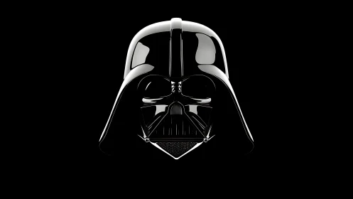 Glossy black sci fi helmet rendered on deep black field.