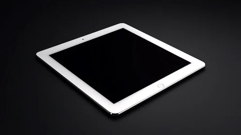 Luminous Tablet Portal: Minimalist Device Floats in Shadow.