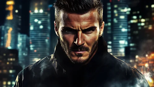 Urban storm eyes carve intensity through neon city haze