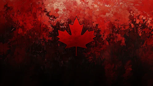 Crimson maple dreams against a bold Canadian twilight.