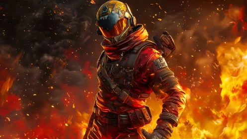 Inferno Sentinel: Armor Ablaze in Molten Chaos.