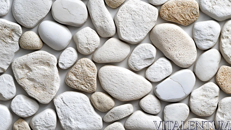 White river stones form seamless organic textured mosaic.