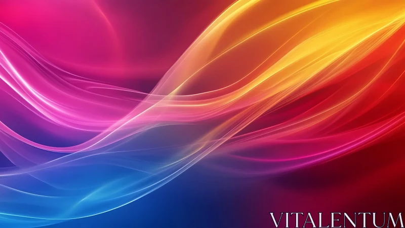 Vibrant light waves curve across smooth multicolor gradient