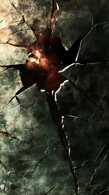 Cracked dark surface exposing fiery glowing core.