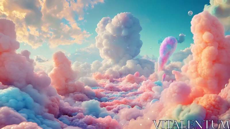 Cotton candy cloud kingdoms under a sugar-sky sunrise.