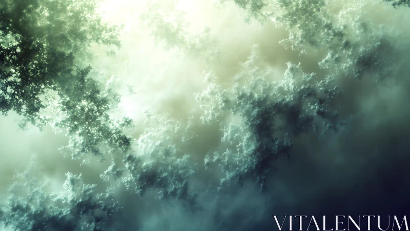 Fractal cloud canopy merges light and shadow gradients.