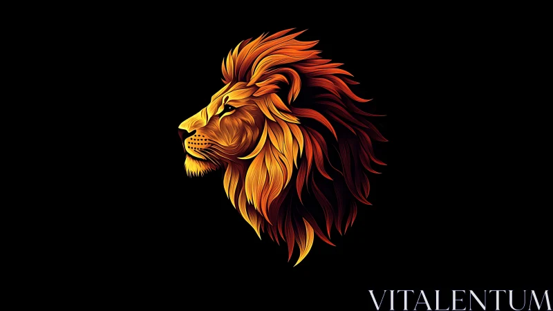 Radiant lion profile in flowing neon-gradient mane artwork.