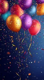 Balloons Burst Into Confetti Dance Against Deep Night Sky