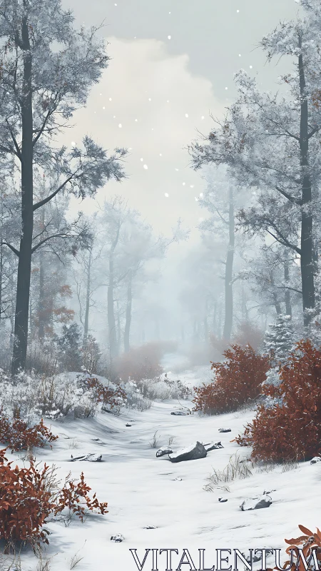Winter Forest Path Blanketed in Magical Snow