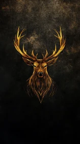 Gilded stag spirit glows against a deep ember night veil.