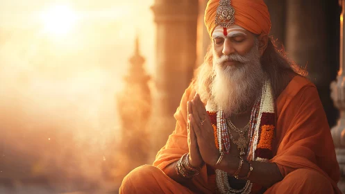 Sunlit sage folds dawn into prayer and quiet radiance