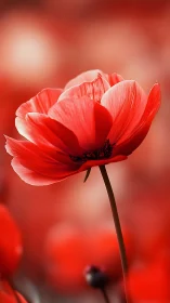 Red flower macro on soft blurred red background.