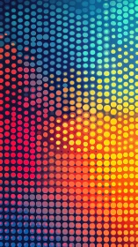 Colorful pixel waves drift through a glowing halftone night