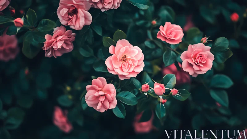 Velvet Blooms Dancing Through Emerald Shadows.