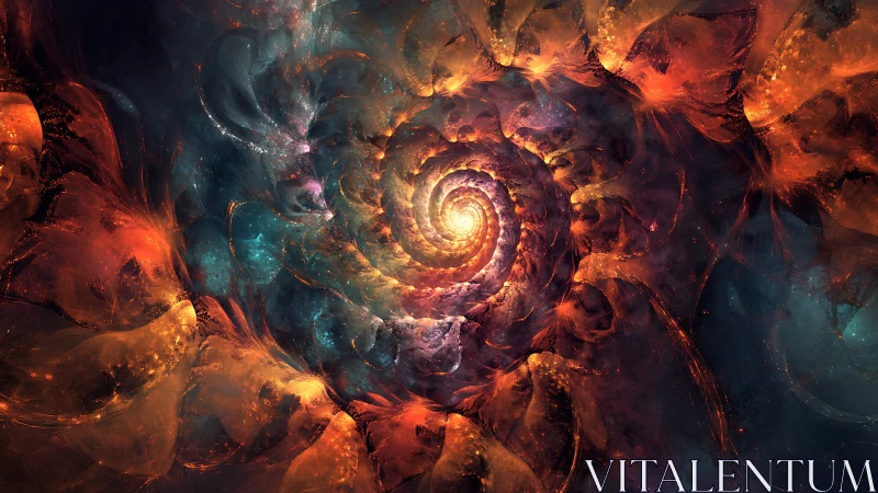 Spiral fractal pattern forms luminous fiery vortex structure